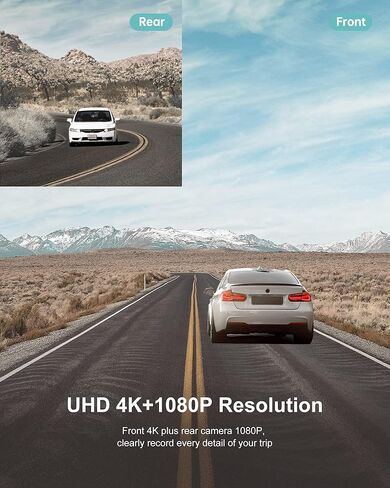 كاميرا iZEEKER 4K Dash Cam أمامية وخلفية مع Wi-Fi، GPS، كاميرا داش مزدوجة للسيارات المزودة ببطاقة 32 جيجابايت، شاشة لمس IPS مقاس 3 بوصات، WDR، رؤية ليلية، وضع انتظار السيارات، خياران للتركيب in Kuwait