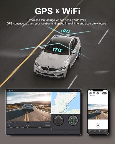 كاميرا iZEEKER 4K Dash Cam أمامية وخلفية مع Wi-Fi، GPS، كاميرا داش مزدوجة للسيارات المزودة ببطاقة 32 جيجابايت، شاشة لمس IPS مقاس 3 بوصات، WDR، رؤية ليلية، وضع انتظار السيارات، خياران للتركيب in Kuwait