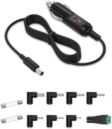 Lonnky 12V Car Charger for All Neck Back Massage Cushion DC Car Cigarette Lighter Adapter Cord for DBPOWER, RCA DVD Player, Snailax Seat Cushion, Spectra S1 S2 Breast Pump 6.6FT with 8 Connectors in Saudi Arabia