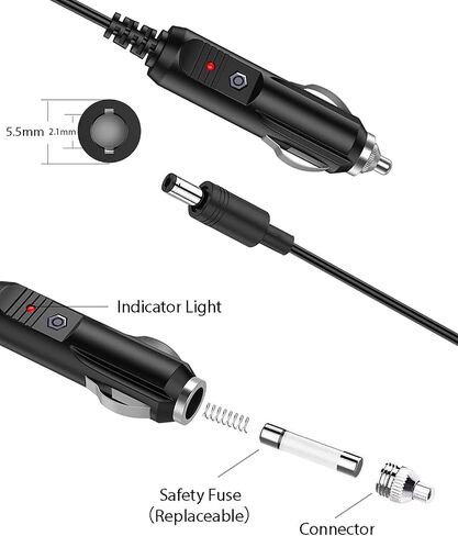 Lonnky 12V Car Charger for All Neck Back Massage Cushion DC Car Cigarette Lighter Adapter Cord for DBPOWER, RCA DVD Player, Snailax Seat Cushion, Spectra S1 S2 Breast Pump 6.6FT with 8 Connectors in Saudi Arabia