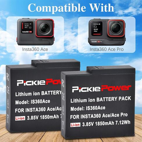 بطارية 360 Ace Pro/Ace، عبوتان بطارية 1850 مللي أمبير في الساعة مع شاحن لـ Insta360 Ace/Ace Pro in Saudi Arabia