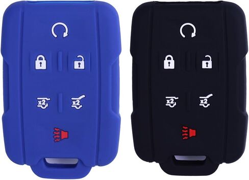 XUHANG 2 قطعة WERFDSR Sillicone Key fob غطاء مفتاح الجلد غطاء حماية عن بعد لعام 2015 2016 شيفروليه سوبربان تاهو جي إم سي يوكون ذكي عن بعد أسود in Saudi Arabia