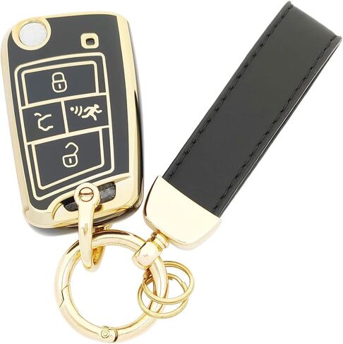 360 Degree Soft TPU Protector Key Fob Cover Case Compatible with 2017-2021 VW Volkswagen Jetta Tiguan GTI Atlas Passat Golf Folding Flip Keyless Entry Key Fob (Black) in Kuwait