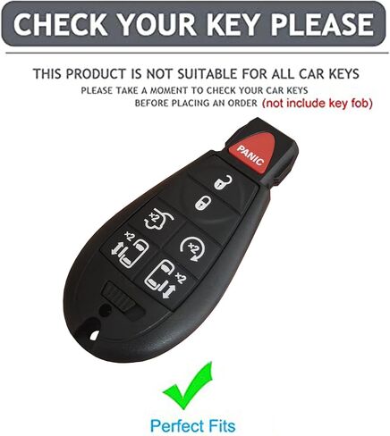 for Dodge Key Fob Cover with Leather Keychain Keyless Entry Remote Control Key Case Protector Replacement Fit for for Chrysler Town and Country Dodge Grand Caravan (7-Button Black) in Saudi Arabia