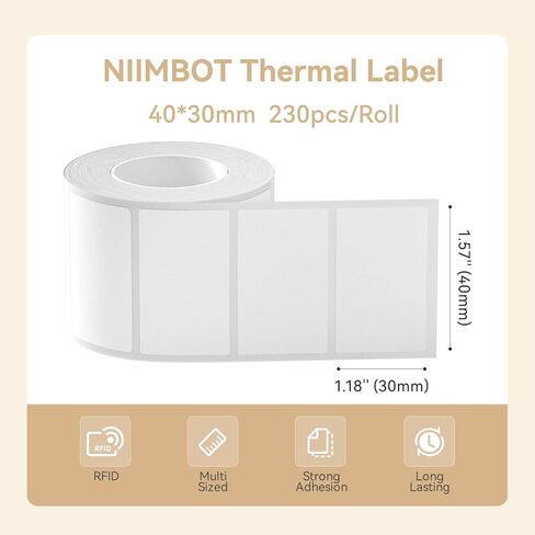 NIIMBOT Labels,1.96"*3.15" (50x80mm) 95 Labels/Roll Self-Adhesive Thermal Label, Compatible with NIIMBOT B1/B21/B3S/B31/K3 Label Printer for Home/Office/Business in Saudi Arabia