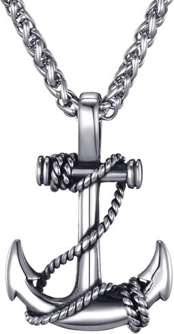 Anchor Necklace for Men Stainless Steel Navy Anchor Pendant with 24 Inch Chain in Kuwait