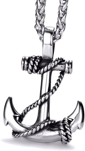 Anchor Necklace for Men Stainless Steel Navy Anchor Pendant with 24 Inch Chain in Kuwait
