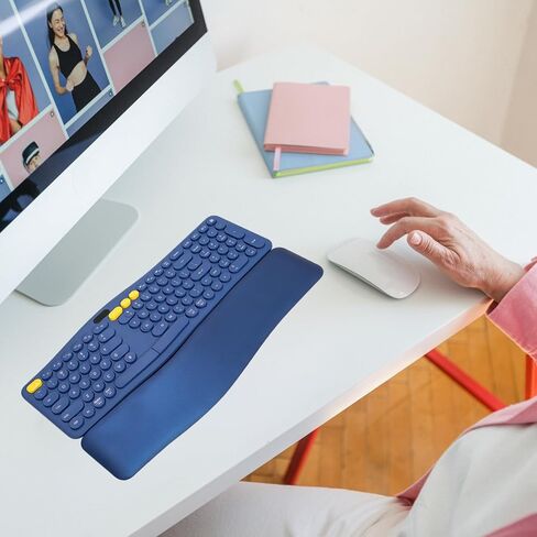 لوحة مفاتيح كمبيوتر لاسلكية مريحة بتقنية البلوتوث 2.4G مع مسند معصم مبطن، لوحة مفاتيح منفصلة مريحة للآلة الكاتبة، 104 مفاتيح مدمجة ولوحة مفاتيح مستديرة لطيفة لأنظمة Mac/Windows in Kuwait