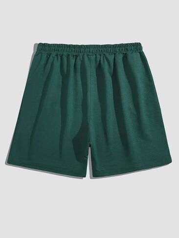GORGLITTER Men's Letter Print Track Shorts Drawstring Elastic Waist Summer Workout Shorts with Pockets in Saudi Arabia