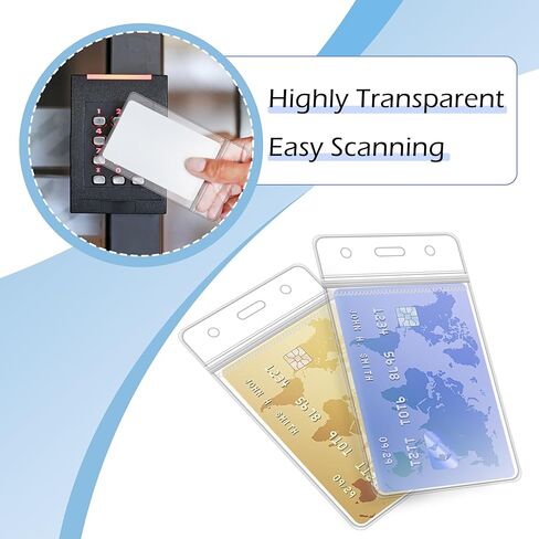 50 قطعة من حامل الشارات الرأسي الشفاف، حاملات شارات بلاستيكية للحبال مع سحاب مقاوم للماء قابل للإغلاق، حاملات شارات الاسم لـ RFID/القرب/مسح الشارة/بطاقات الائتمان، 4.75 × 2.6 بوصة in Kuwait