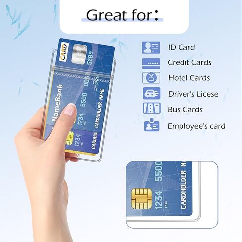 50 قطعة من حامل الشارات الرأسي الشفاف، حاملات شارات بلاستيكية للحبال مع سحاب مقاوم للماء قابل للإغلاق، حاملات شارات الاسم لـ RFID/القرب/مسح الشارة/بطاقات الائتمان، 4.75 × 2.6 بوصة in Kuwait
