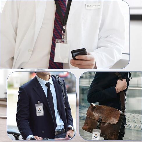 50 قطعة من حامل الشارات الرأسي الشفاف، حاملات شارات بلاستيكية للحبال مع سحاب مقاوم للماء قابل للإغلاق، حاملات شارات الاسم لـ RFID/القرب/مسح الشارة/بطاقات الائتمان، 4.75 × 2.6 بوصة in Kuwait