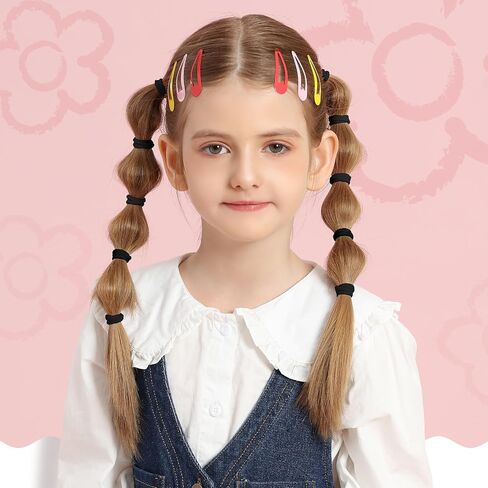 YGDZ 300PCS Black Cotton Hair Ties: Mini Elastic Ponytail Holders and Seamless Hair Bands for Little Girls, Kids, and Toddlers in Kuwait