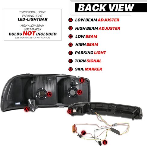 مجموعة المصابيح الأمامية M-AUTO Switchback LED DRL متوافقة مع 99-07 GMC Sierra 1500، 99-04 2500، 01-07 1500 HD/2500 HD/3500 HD، 99-06 يوكون، 00-06 يوكون XL 1500/2500 in Saudi Arabia
