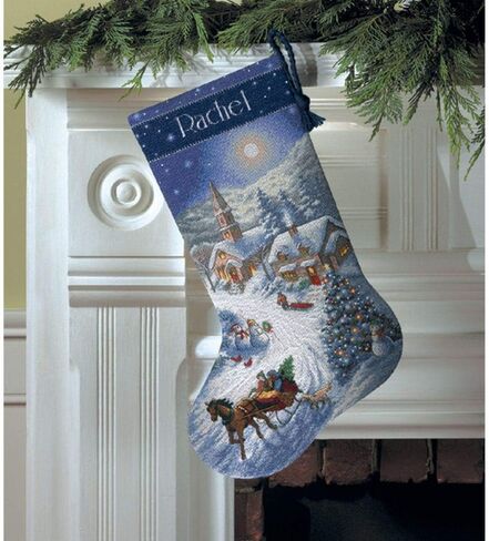 Gold Collection Sleigh Ride At Dusk Stocking Counted Cross -16 Long 16 Count in Saudi Arabia