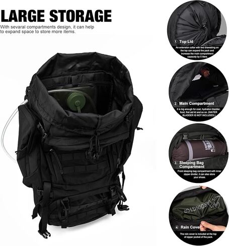 Mardingtop 50L/60LMolle Hiking Internal Frame Backpacks with Rain Cover for Camping,Backpacking,Travelling in Kuwait