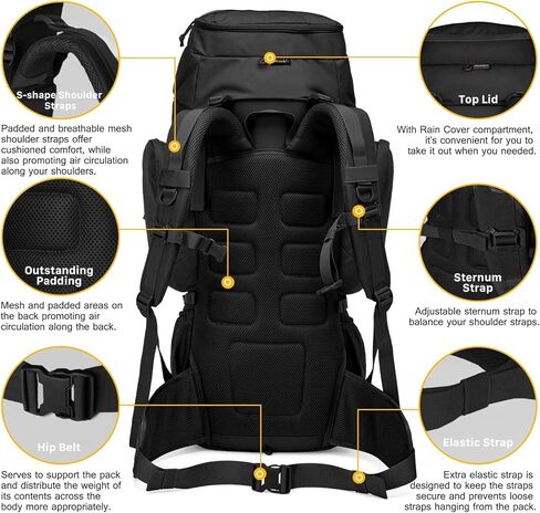 Mardingtop 50L/60LMolle Hiking Internal Frame Backpacks with Rain Cover for Camping,Backpacking,Travelling in Kuwait