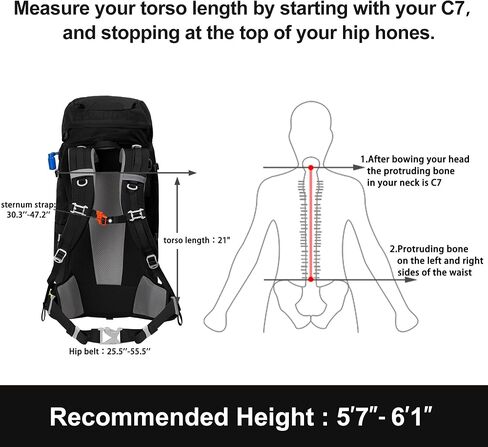 N NEVO RHINO Internal Frame Hiking Backpack 50/60/65/70/80L with Rain Cover | Backpacking Backpack with Padded Hip Belt, Multi-Pockets, Pole Loops, Waterproof Daypack for Men Women Climbing Camping in Kuwait