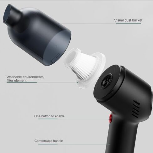 مكنسة السجاد اللاسلكية المحمولة USB الأصلية مع فلتر قابل لإعادة الاستخدام للوحة المفاتيح والمنزل والسيارة والشاحنة مع كابل USB و3 نصائح تفصيلية وحقيبة حمل - أسود in Saudi Arabia
