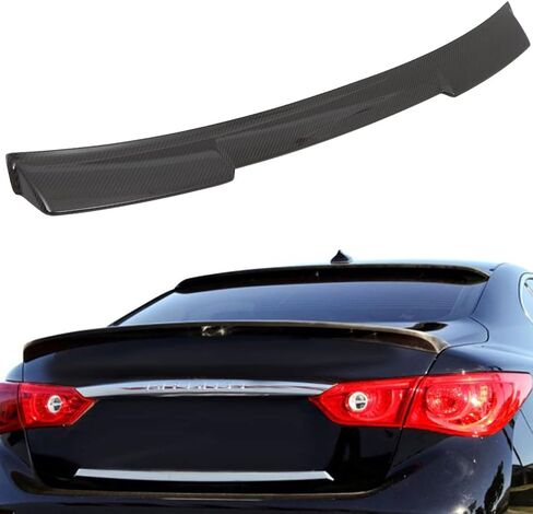 FINDAUTO ألياف الكربون الخلفية نافذة سقف سبويلر JDM VIP نمط يناسب 2014-2020 لإنفينيتي Q50 الجذع الشفاه سبويلر in Kuwait