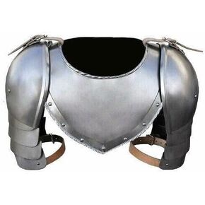 Medieval Iron Gorget Spaulders Arm Shoulder Set Viking Crusader Pauldrons Armor Silver Knight Armor Chainmail Shirt Medieval
