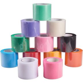 BENECREAT 12 Roll 300 Yards/900FT Rainbow Tulle Fabric Rolls Netting Fabric 2" by 25 Yard Spool for Wedding Party Decoration, DIY Craft, Veil Sewing, Mother's Day Gift Packaging