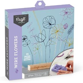 Craft Crush Wire Flowers - Create Unique Craft Wire Flower Designs with Easy to Use Tool and Guide with Display Stand - for Teens and Adults Ages 12, 13, 14, 15 and Up