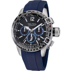 Nautica Men's NAPBFF101 BFC Grey/Black/Blue Silicone Strap Watch