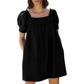 Womens Summer Mini Dress A-Line Beach Dress Casual Loose Sundress with Pockets …