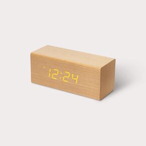 mooas Real Wooden Digital Alarm Clock (Mini Rectangle), LED Display Desk Clock, Alarm & Snooze, Made with Natural Wood, Automatic LED Brightness Adjustment, Bedroom Clock, Operated by Adaptor