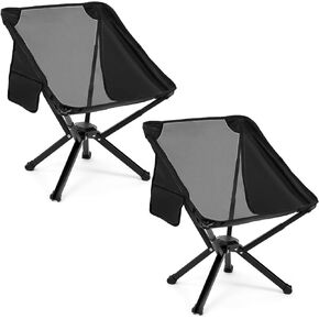 LING RONG 2 Pack Portable Chairs, Camping Chairs Supports 350 Lbs ，Lightweight Folding Chair - Backpacking Chair for Outdoor Camping, Beach, Fishing, Picnic, Lawn, Concert, Hiking, Black