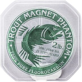 Trout Magnet Phantom 100% Fluorocarbon Leader Fishing Line, Invisible to Fish, Get More Bites, 50m