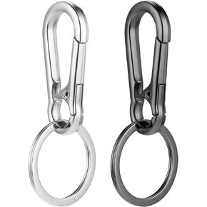 2 Pcs Metal Carabiner Clip Keychain Clip Key Ring, Heavy Duty Carabiner Clip Zinc Keychain with Key Carabiner Key Chain Holder Clip Ring Holder Organizer for Home Car Keys Key Finder