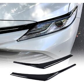 2pcs Headlight Eyelid Fit Toyota Camry 2018-2024 Front Lamp Eye Lid Cover Trim Eyebrow, Black with Carbon Fiber Pattern