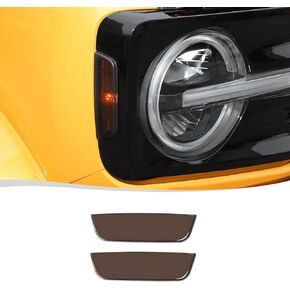 Voodonala for Ford Bronco Front Side Turning Lamp Cover Smoked BlackWarning Lamp Cover Trim Compatible with Ford Bronco 2021-2023 2&4Doors(2Pcs,ABS)