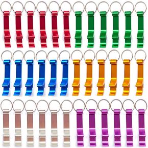100 Pieces Colored Aluminum Bottle Opener,Soda Beverage Beer Bottle Opener Keychain,Bottle Openers Aluminum Beer Bottle Opener Claw Beverage Keychain Ring for Kitchen/Wedding/Bar/Party
