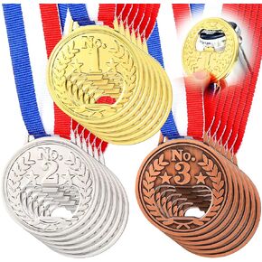 Medal Shaped Flat Bottle Opener Winner Award Metal Wine Beer Opener Gold Silver Copper Medal Olympic Trophy Opener with Neck Ribbon for Bar Bartender Men Kitchen Restaurant Party (18 Pieces)
