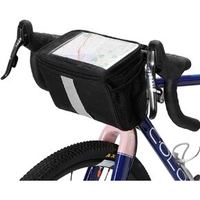 Bike Handlebar Bag Bicycle Insulated Cooler Bag with Reflective Strap Touchable Transparent Phone Pouch