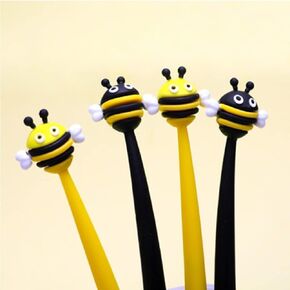 Gel Pens, 4Pcs Creative Gel InK Pens,Black ink 0.5mmwith 4 blue refills for Teachers, Students, School Office Decor (Bee)
