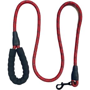 5 Foot Pet Heavy Duty Rope Dog Leash- with Comfortable Cushioned Handle - 360 Degree Rotating Metal Buckle - High Reflective Leash for Small, Medium and Large Dogs. (red)