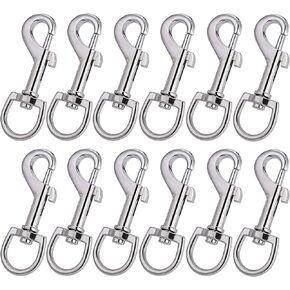 Swivel Snap Hooks, Hanlongyu 12 Pcs Metal Heavy Duty Dog Leash Clasp Stainless Steel, Multipurpose Keychain Clip Spring Pet Buckle for Linking Dog Leash Collar, Dog Chain, Crafts Project