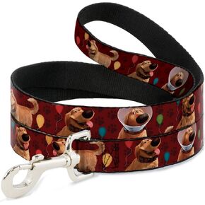 Buckle-Down Pet Leash - Dug 4-Poses/Balloons/Paw Print Reds - 6 Feet Long - 1" Wide