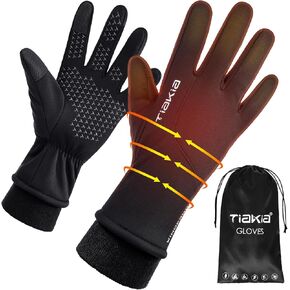 Tiakia Winter Thermal Gloves Cycling Warm Gloves Cold Weather Sports Anti-Slip Windproof Gloves Men Women Touch Screen Riding Glove Hiking Driving Running Bike Jogging Gloves Unisex