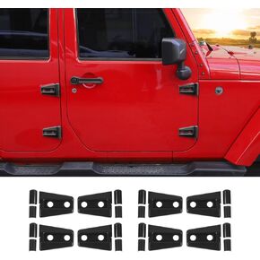 Hoolcar Door Hinge Trim Cover ABS Exterior Accessories for 2007-2017 Jeep Wrangler JK JKU Sport Rubicon Sahara X 2-Door & 4-Door, Black, 8PCs