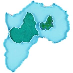 3 Pcs Large Africa Map Silicone Resin Mold Serving Board Epoxy Craft Keychain Silicone Molds Pendant Luggage Tag Jewelry Making Moulds Coaster Rolling Tray Mould Cup Pad Resin Casting Molds
