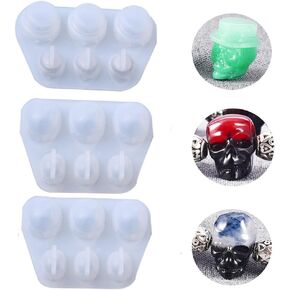 Skull Resin Molds, 3 Style Halloween Ghost Head Epoxy Silicone Molds Jewelry Earring Mold for Resin Casting DIY Keychain Pendants Bracelet Making