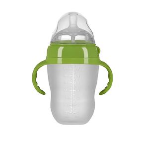 Baby Bottles (2 Pack) 8oz Nurture Nest Anti Colic Bottles with Easy to Hold Handles and Soothing Green Trim. Provided with Tasteful Gift Packaging for When Being Ordered as a Baby Shower Gift.