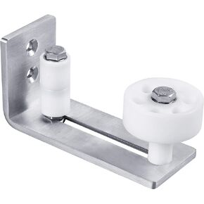 FaithLand Barn Door Floor Guide, Stainless Steel Adjustable Wall Mount Stay Roller Guide- Non-Scratch Wheels with Ball Bearing- Flush with Floor- 8 Setup Options- 2 Pairs of Screws