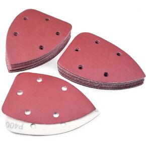 Detail Sander Sandpaper 30Pcs 5-Hole 40 Grit Aluminum Oxide Mouse Sanding Pad Hook & Loop Mouse Detail Sander Pads for Wood Furniture, Extra Coarse Triangle Sand Paper for 140mm Palm Sanding Machine in Kuwait