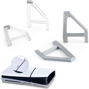 YWLRONG 4Pcs for PS5 Slim Stand Console Bracket Holder Flat Base Horizontal Stand Compatible with Sony Playstation 5 Slim Disc Edition Accessories(Transparent+Grey)